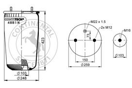 CONTITECH AIR SPRING Pneumatinės pakabos pagalvė 4961 N P02