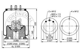 CONTITECH AIR SPRING Pneumatinės pakabos pagalvė 6618 N P01