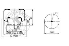 CONTITECH AIR SPRING Pneumatinės pakabos pagalvė 6622 N P01