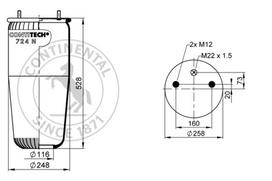 CONTITECH AIR SPRING Pneumatinės pakabos pagalvė 724 N P01