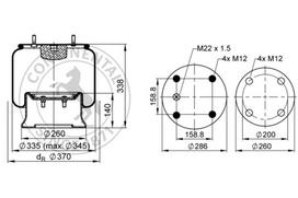 CONTITECH AIR SPRING Pneumatinės pakabos pagalvė 810MB