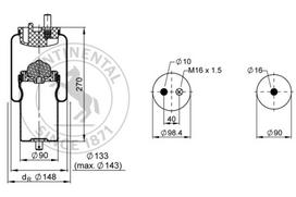 CONTITECH AIR SPRING Pneumatinės pakabos pagalvė 816 Z