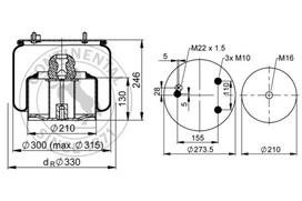 CONTITECH AIR SPRING Pneumatinės pakabos pagalvė 836 N P14