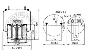 CONTITECH AIR SPRING Pneumatinės pakabos pagalvė 881MB P30