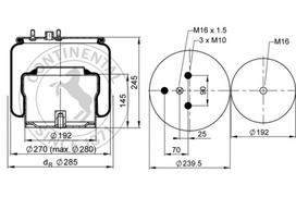 CONTITECH AIR SPRING Pneumatinės pakabos pagalvė 889 M K2