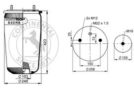 CONTITECH AIR SPRING Pneumatinės pakabos pagalvė 940MB