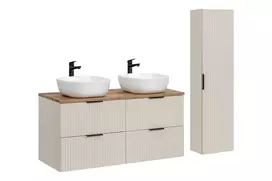 Spintelė 120 cm su stalviršiu, 2 pastatomais praustuvais „Smile“ ir aukšta spintele – SET–ADC B Wotan 120 cm Smile 40