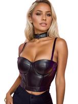 „Rose Beauty“ Tvirtos odos išvaizdos „Bustier Crop“ korsetas L juoda
