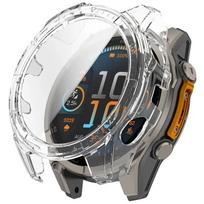 Stiklinis+PC dėklas Garmin Fenix 8 51mm 47mm 43mm AMOLED saulės įkrovimo ekrano apsauga Grūdintas stiklas Buferis Apsauginis dangtelis Priedai Fenix 8 47mm AMOLED skaidri