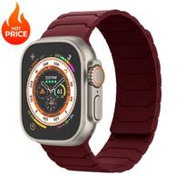 Magnetic Silicone Strap For Apple Watch Ultra 3 2 49mm Band 45mm 44mm 41mm 40mm 38 Bracelet iwatch series 11 10 42 46mm 987654SE 38 40 41mm vyno raudonos spalvos