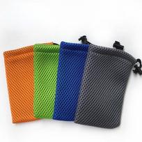 10 vnt. Nailono Tinklelio Raišteliu Užtraukiamas Laikymo Maišelis 9x13cm Daugkartinio Naudojimo Kelionėms ir Lauko Veiklai Maišelis Skaitmeniniams Produktams pilka spalva