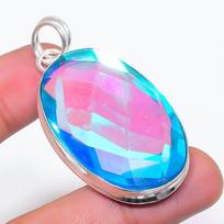Natural Purple Mystic Glass Gemstone 925 Sterling Silver Pendant 2.25  AP-14127