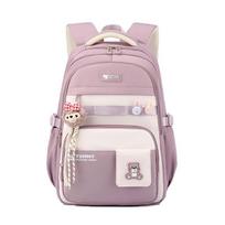 New Junior High School Girl’s Backpacks Simple High Value Large Capacity Book Bag Versatile College Style Lightweight School Bags for Teenager Student tamsiai violetine spalva