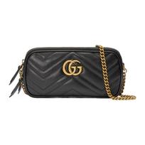 Gucci GG Marmont Auksinis Logotipas Dygsniuotas Odinis Grandinėlės Peties Krepšys Moteriškas Peties Krepšys Juodas 546581-DTDCT-1000 Basic Set (Bag+Dust Bag)