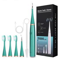 Dental Calculus Remover Scaler Teeth Cleaner Electric Tartar Plaque Stains Cleaner Teeth Whitening 3 Heads Oral Hygiene Care žalia