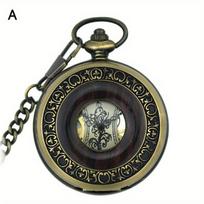 Mechaninė kišeninio laikrodžio grandinėlė medalionas tuščiaviduris ciferblatas Steampunk skeletas vyriškas moteriškas laikrodis A