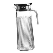 Beverage Pitcher Antifall and Lid Hotel PC Striped Beverage Carafe Iced Tea Water Pitcher Transparent Drinks Hot Cold Pitcher