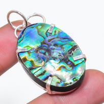 Natural Abalone Shell Gemstone 925 Sterling Silver Jewelry Pendant 1.97  AP-14218