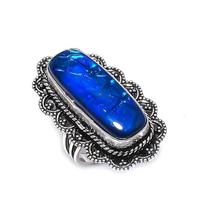 Natural Blue Triplet Opal Gemstone 925 Sterling Silver Jewelry Ring Size 7 ETC-13984