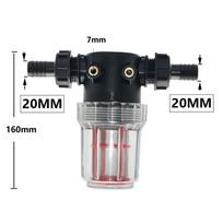 Skaidrus 50 akių smulkaus filtravimo vandens filtras su 20mm 25mm barbėtu, žemės ūkio įrankiai, sodo drėkinimo filtras, 1 vnt.