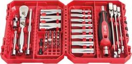 Milwaukee 1/4" lizdu ir antgalių rinkinys su terkšle (42 vnt.)