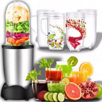 Virtuvinis kombainas, stiklinis trintuvas (blenderis) 600W, daugiafunkcis + 2 gėrimų puodeliai