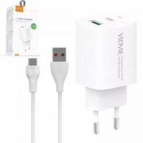 VIDVIE PLE248 20W 2in1 USB + USB-C tinklo įkroviklis + USB-C kabelis 1m