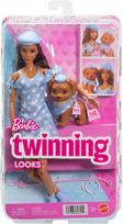 Mattel BARBIE TWINNING LOOKS tamsiaplaukės lėlės ir šunelio rinkinys (JFP38)