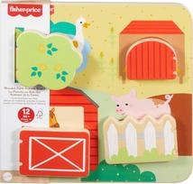 Mattel FISHER-PRICE edukacinė medinė lenta – Ūkio gyvūnai (JCY33)