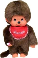 Monchhichi klasikinė beždžionė su raudonu seilinuku, 20 cm