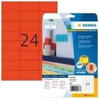 Herma A4 labels, red, 70x37 mm, paper, matte, 480 pieces.