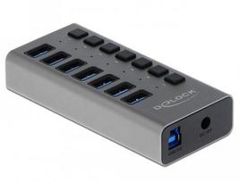 Delock External SuperSpeed USB Hub with 7 Ports + Switch