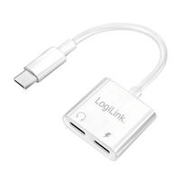 Logilink USB-C Audio adapter, USB-C to Dual USB-C, 60W PD, white