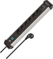 Brennenstuhl Brenn Premium ALU Line 6-way black 3m with switch