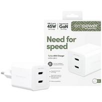PanzerGlass TURBO 45W CHARGER INCLUDING 2 X USB-C EU PLUG, SILVER WHITE