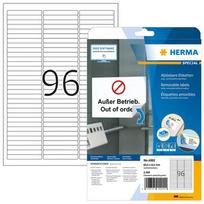 Herma A4 White Labels, 63.5x8.5 mm, removable paper, 2400 pieces.