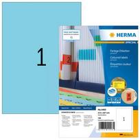 Herma A4 blue labels, 210x297 mm, matte paper, 100 pieces.