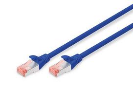 Digitus Blue Cat6 S/FTP 2xRJ45 patch cable with 1.0m length, featuring a polyethylene bag with a clip for protection