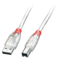 Lindy USB 2.0 Transparent Cable Type A/B, Male/Male, 0.5m