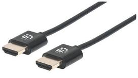 Manhattan Ultra-thin HDMI cable with Ethernet, 0.5m, black