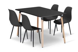 Komplektas Adria Stalas 120 Cm X 80 Cm - Juodas + 4 Kėdės Wat Juodas / Kojos Juodos