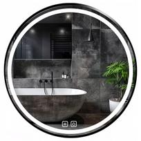 LED vonios veidrodis 80 cm apvalus su apšvietimu ir loft stiliaus rėmeliu