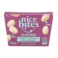 Migdolai su kokosu baltame šokolade NICE BITES, 130 g