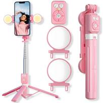 Asmenukių lazda ("Selfie sticks") LIVMAN B12S - daugiafunkcis asmenukių lazdas ir trikojis su nuotolinio valdymo pultu ir LED apšvietimu, 1,1m