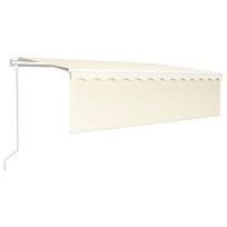 vidaXL Automatinė markizė su uždanga/LED/vėjo jutikliu, kreminė, 5x3m, Kreminė
