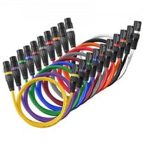 XLR kabelis, 1 m, 10 vnt., ekranizuotas subalansuotas, spalvotas