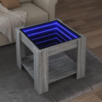 Kavos staliukas su led, pilkas ąžuolo, 53x53x45cm, mediena
