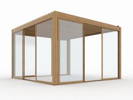 Stumdomos durys Mirpol S8 LUXE 370x218cm, rudas stiklas, pergolai
