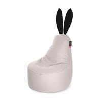 Vaikiškas sėdmaišis Qubo „Mommy Rabbit“ juodomis ausimis, sidabrinis POP FIT, praktiška dirbtinė oda