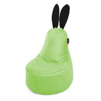 Vaikiškas sėdmaišis Qubo „Mommy Rabbit“ su juodomis ausimis, laimo spalvos veliūras, tinkamas ir praktiškas, žalias